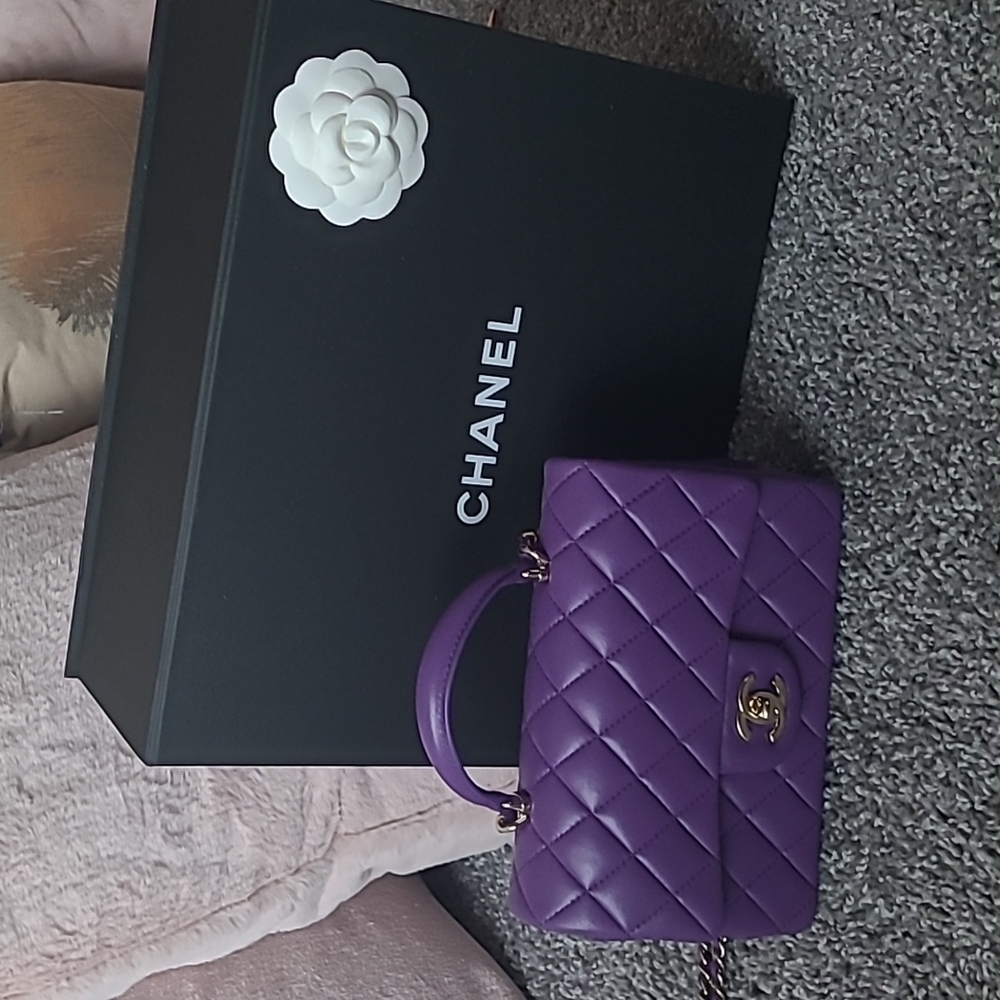 Chanel Mini Flap with Top Handle Purple
